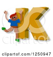 Poster, Art Print Of 3d Capital Letter K And Happy Running Boy
