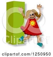 Clipart Of A 3d Capital Letter I And Happy Running Girl Royalty Free Illustration by Prawny