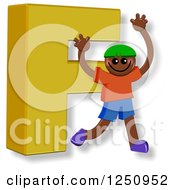 Poster, Art Print Of 3d Capital Letter F And Happy Running Boy