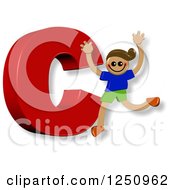 Poster, Art Print Of 3d Capital Letter C And Happy Running Boy