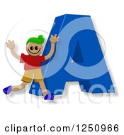 Poster, Art Print Of 3d Capital Letter A And Happy Running Boy