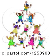 Clipart Of A Pyramid Or Tower Of 3d Diverse Children Royalty Free Illustration