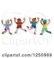 Poster, Art Print Of Group Of Happy Diverse Boys Jumping