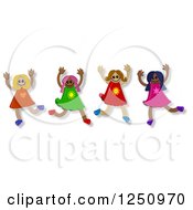 Poster, Art Print Of Group Of Happy Diverse Girls Jumping
