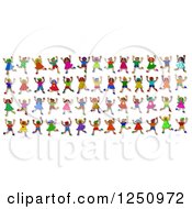 Poster, Art Print Of Rows Of 3d Diverse Children Jumping