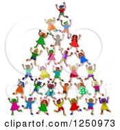 Poster, Art Print Of Pyramid Or Tower Of 3d Diverse Children