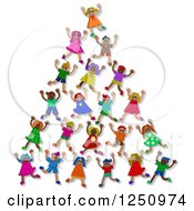 Clipart Of A Pyramid Or Tower Of 3d Diverse Children Royalty Free Illustration by Prawny