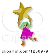 Happy Girl Holding Up A Star