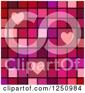 Poster, Art Print Of Background Of Hearts On Pink And Red Tiles