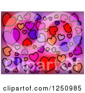 Poster, Art Print Of Background Of Black Drawn Hearts Over Gradient