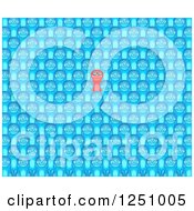 Poster, Art Print Of Happy Red Person Wearing Sunglasses And Standing Out From A Crowd Of Blue People