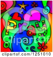 Poster, Art Print Of Stained Glass Design Of Pray Text And Shapes Over Colors