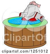 Poster, Art Print Of Female Elephant Soaking In A Hot Tub