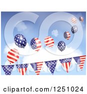 Poster, Art Print Of Party Flag Banners With American Flag Balloons Against Sky