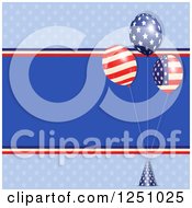 Clipart Of A Patriotic American Background With Flag Party Balloons Over Blue Royalty Free Vector Illustration