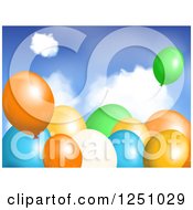 Poster, Art Print Of 3d Colorful Party Balloons Over Sky