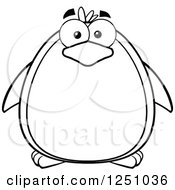 Clipart Of A Black And White Penguin Character With Blue Eyes Royalty Free Vector Illustration