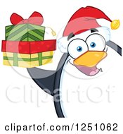 Poster, Art Print Of Penguin Character Holding Gifts