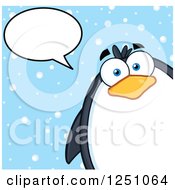 Poster, Art Print Of Penguin Character Talking In The Snow