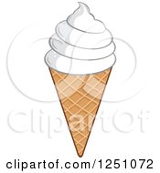 Clipart Of A Waffle Ice Cream Cone With Vanilla Frozen Yogurt Royalty Free Vector Illustration