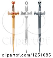 Clipart Of Gold Black And White And Skull Swords Royalty Free Vector Illustration