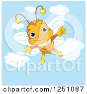 Poster, Art Print Of Happy Bee Flying In A Blue Sky