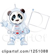 Poster, Art Print Of Cute Panda Astronaut Holding A Flag And Waving