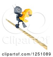 Clipart Of A 3d Blue Android Robot Carrying A Pound Sterling Symbol On A Tight Rope Royalty Free Illustration by KJ Pargeter