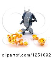 Clipart Of A 3d Red Android Robot Dropping And Breaking Juggling Balls Royalty Free Illustration
