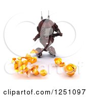 Clipart Of A 3d Blue Android Robot Dropping And Breaking Juggling Balls Royalty Free Illustration
