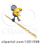 Poster, Art Print Of 3d Blue Android Robot Carrying A Euro Symbol On A Tight Rope