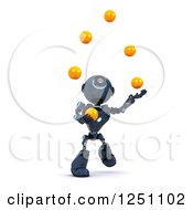 Poster, Art Print Of 3d Blue Android Robot Juggling Balls