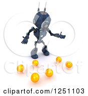 Poster, Art Print Of 3d Blue Android Robot Dropping Juggling Balls
