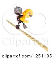 Clipart Of A 3d Red Android Robot Carrying A Pound Sterling Symbol On A Tight Rope Royalty Free Illustration