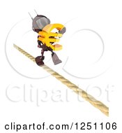 Clipart Of A 3d Red Android Robot Carrying A Euro Symbol On A Tight Rope Royalty Free Illustration