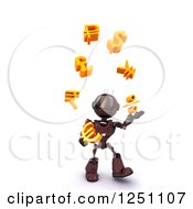 Poster, Art Print Of 3d Red Android Robot Juggling Currency Symbols
