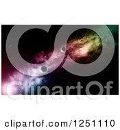 Poster, Art Print Of 3d Fictional Planets And Rainbow Colored Light In Outer Space