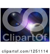 Clipart Of A 3d Light Burst And Planets Royalty Free Illustration