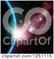 Clipart Of A 3d Planet With Stars Royalty Free Illustration