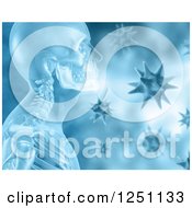 Poster, Art Print Of 3d X Ray Of A Man And Viruses In Blue