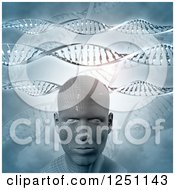 Clipart Of A 3d Virtual Man With Dna Strands Royalty Free Illustration by KJ Pargeter