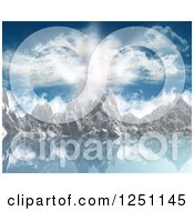 Poster, Art Print Of Cloud And Sunny Sky Over A Mountain Range And Lake