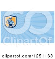 Clipart Of A Blue Electrician Business Card Design Royalty Free Illustration