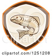 Poster, Art Print Of Rainbow Trout In A Tan Brown And Orange Shield