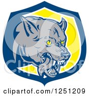 Poster, Art Print Of Angry Wolf In A Blue And Yellow Shield