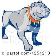 Clipart Of A Guard Bulldog With A Spiked Collar Royalty Free Vector Illustration