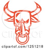 Clipart Of A Retro Angry Red Bull Royalty Free Vector Illustration