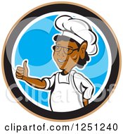 Poster, Art Print Of Cartoon African American Male Chef Holding A Thumb Up In A Circle