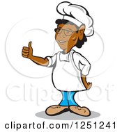 Clipart Of A Cartoon African American Male Chef Holding A Thumb Up Royalty Free Vector Illustration