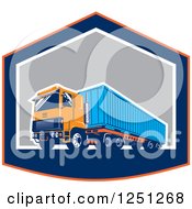 Retro Truck Hauling A Container In A Shield
